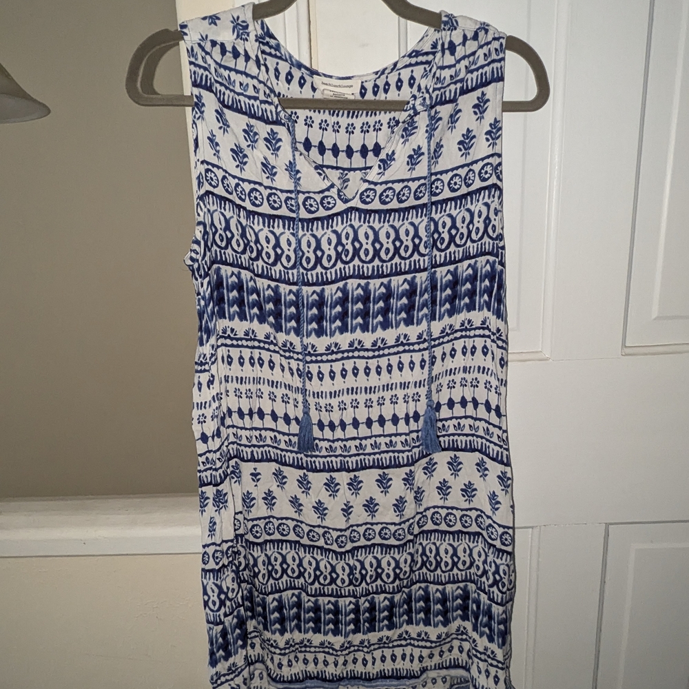 beachlunchlounge Blue and White Patterned Dress
